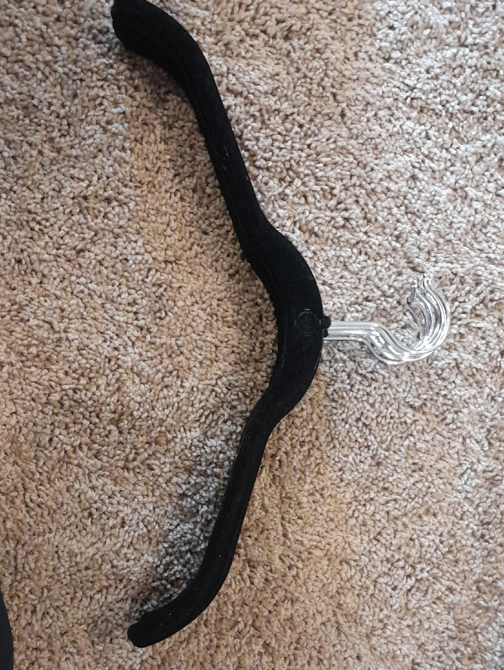 Joy Mangano Black Velvet Non-Slip Clothing Hanger with Clear Plastic Hook